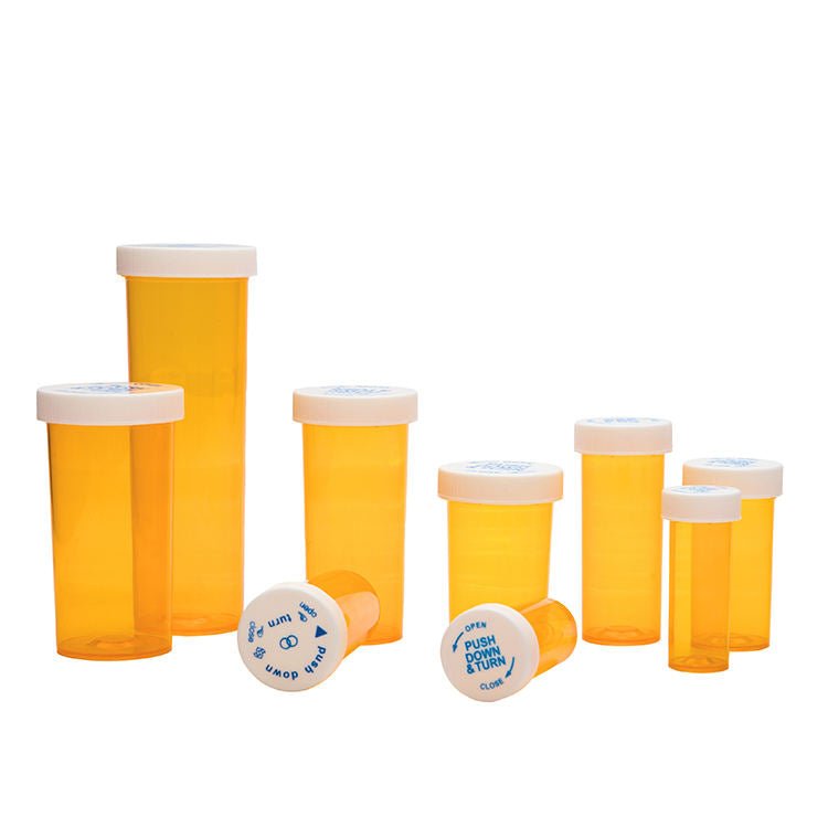 Child Resistant Vials - 60 DR (115ct) (Amber) - Pharma Vault Inc.